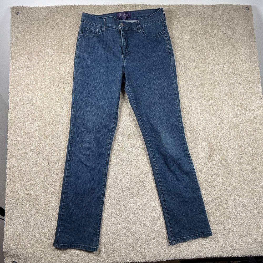 NYDJ Not Your Daughters Jeans Size 12 Dark‎ Wash Straight Leg Lift Tuck Denim